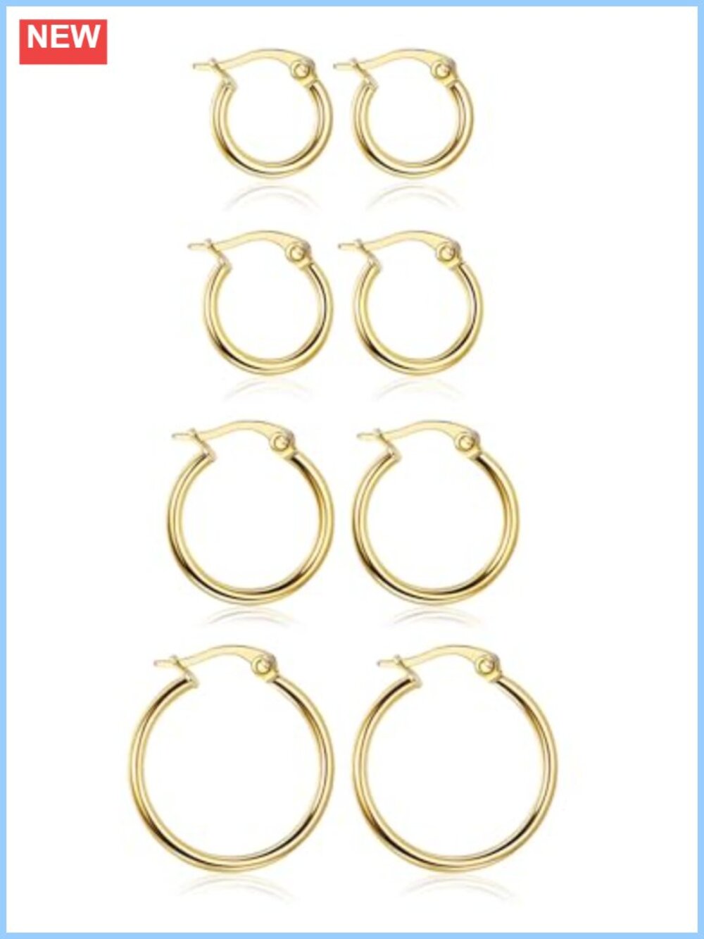 Gold Hoop Earrings Set Stainless Steel Rounded Small Huggie Earrings for Women